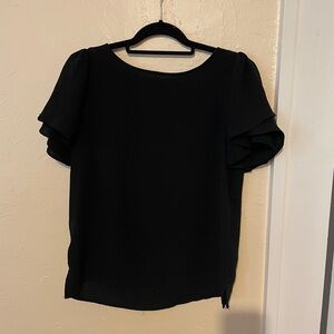 Vince Camuto Black Ruffle Sleeve Blouse